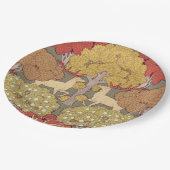 Deer &Tree Squirrel Bird Rowan Berries Art Nouveau ペーパープレート (アングル)