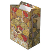 Deer &Tree Squirrel Bird Rowan Berries Art Nouveau ミディアムペーパーバッグ (裏面アングル)
