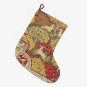 Deer &Tree Squirrel Bird Rowan Berries Art Nouveau ラージクリスマスストッキング (正面 (吊り時))