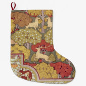 Deer &Tree Squirrel Bird Rowan Berries Art Nouveau ラージクリスマスストッキング (正面)