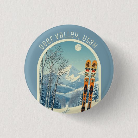 Deer Valley Utah ski area souvenir  缶バッジ (正面)