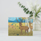 Deer w Trees Vintage 1897 Book Postcard ポストカード (スタンド正面)