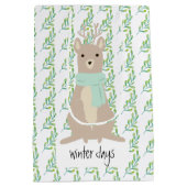 Deer Wearing A Green Scarf ミディアムペーパーバッグ (裏面)