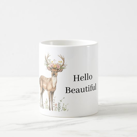 Deer wearing Flowers コーヒーマグカップ (中央)