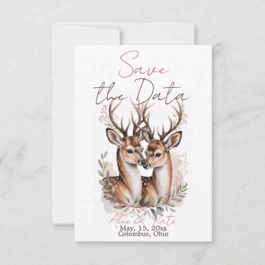 Deer Wedding Save the Date Announcement セーブザデート (正面)