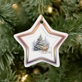 Deer Winter Forest Star Ornament セラミックオーナメント