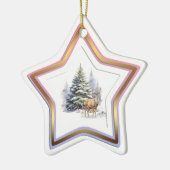 Deer Winter Forest Star Ornament セラミックオーナメント (左)