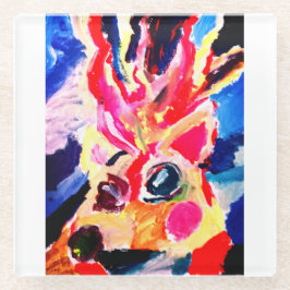 Deer winter joy ガラスコースター