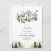 Deer Winter Onederland 1th birthday招待状 招待状 (正面)