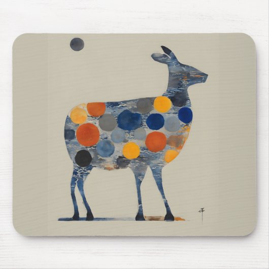Deer with Colored Circles マウスパッド (正面)