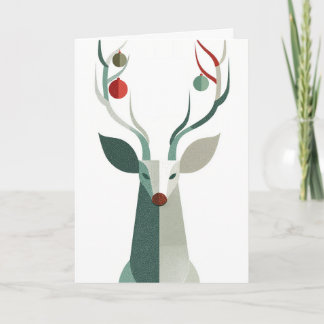Deer with ornaments on antlers カード