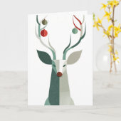 Deer with ornaments on antlers カード (黄色い花)