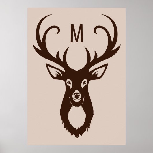 Deer with Your Monogram カスタムポスター ポスター (正面)