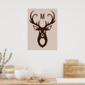 Deer with Your Monogram カスタムポスター ポスター (キッチン)