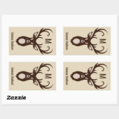 Deer with Your Name & Monogramスタンプ 長方形シール (シート)