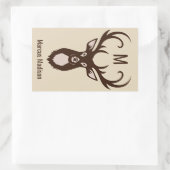 Deer with Your Name & Monogramスタンプ 長方形シール (バッグ)