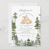 Deer  Woodland Baby Boy Shower Invitation 招待状 (正面)