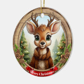 Deer Xmas Character Reindeer Animal Christmas  Cer セラミックオーナメント (左)