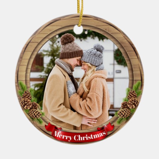 Deer Xmas Character Reindeer Animal Christmas  Cer セラミックオーナメント (正面)