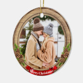 Deer Xmas Character Reindeer Animal Christmas  Cer セラミックオーナメント (左)