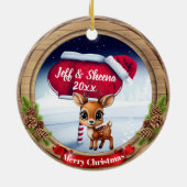 Deer Xmas Character Reindeer Animal Christmas  Cer セラミックオーナメント (裏面)