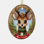 Deer Xmas Character Reindeer Animal Christmas Cer セラミックオーナメント (右)