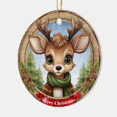 Deer Xmas Character Reindeer Animal Christmas Cer セラミックオーナメント (左)