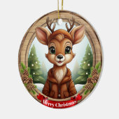 Deer Xmas Character Reindeer Animal Christmas Cer セラミックオーナメント (左)