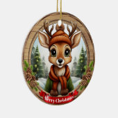 Deer Xmas Character Reindeer Animal Christmas Cer セラミックオーナメント (右)