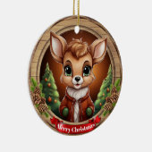 Deer Xmas Character Reindeer Animal Christmas  Cer セラミックオーナメント (右)