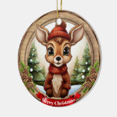 Deer Xmas Character Reindeer Animal Christmas  Cer セラミックオーナメント (左)