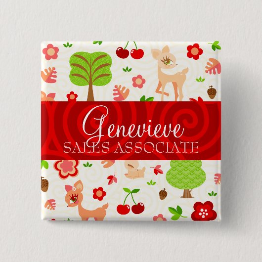 Deerieの森林名前入りの記章 缶バッジ (正面)