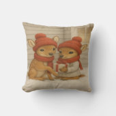 Deerly Cozy Holiday Throw Pillow クッション (正面)