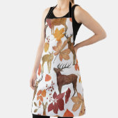 Deers、紅葉：水彩パターン。 エプロン (インサイチュ)