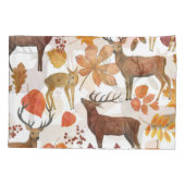 Deers、紅葉：水彩パターン。 枕カバー (裏面)
