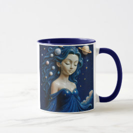 Déesse Cosmique Galaxie Bleue マグカップ