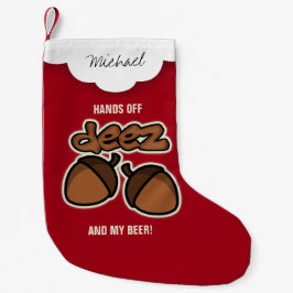 Deezナットおよびビールを離れたパーソナライズな手 スモールクリスマスストッキング