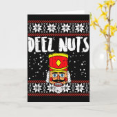 Deez Nuts Nutcracker Funny Ugly Christmas Sweater カード (黄色い花)