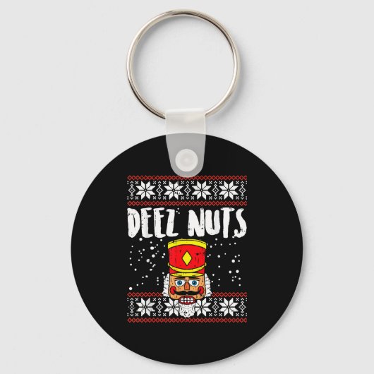 Deez Nuts Nutcracker Funny Ugly Christmas Sweater キーホルダー (正面)