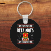 Deez Nuts Nutcracker Funny Ugly Christmas Sweater キーホルダー (正面)