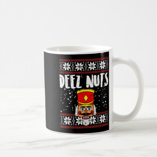 Deez Nuts Nutcracker Funny Ugly Christmas Sweater コーヒーマグカップ (右)