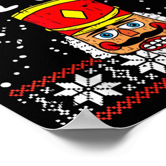 Deez Nuts Nutcracker Funny Ugly Christmas Sweater  ポスター (角)