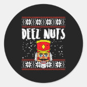 Deez Nuts Nutcracker Funny Ugly Christmas Sweater  ラウンドシール (正面)