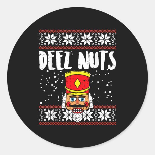 Deez Nuts Nutcracker Funny Ugly Christmas Sweater ラウンドシール (正面)