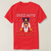 Deez Nuts Nutcracker Funny Ugly Christmas Sweater Tシャツ (デザイン正面)
