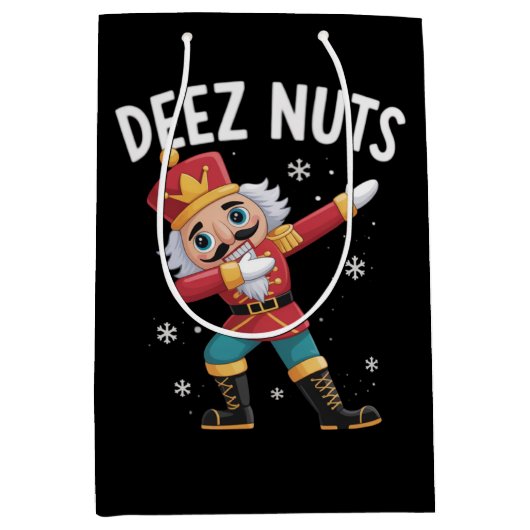 Deez Nuts Nutcracker Nut Funny Christmas  ミディアムペーパーバッグ (正面)