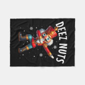 Deez Nuts Nutcracker Nut Funny Men Women Funny Chr フリースブランケット (正面(横))