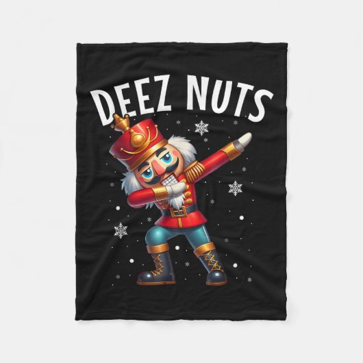 Deez Nuts Nutcracker Nut Funny Men Women Funny Chr フリースブランケット (正面)