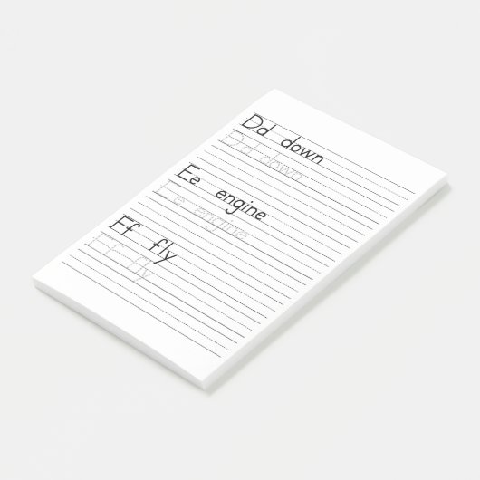 DEFの執筆練習のアルファベットのワークシートのメモ帳 ポストイット (アングル)