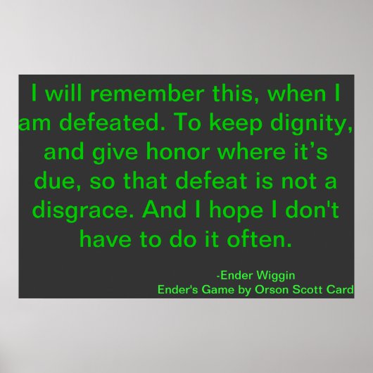 Defeat Motivational Quote Orson Scott Card ポスター (正面)